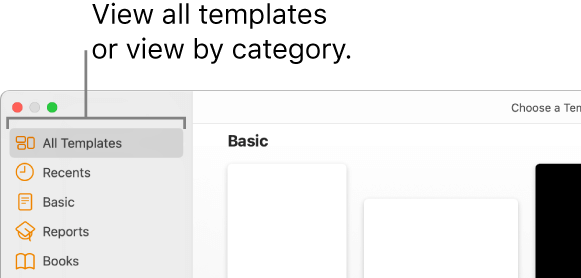  Templates option in Apple Pages