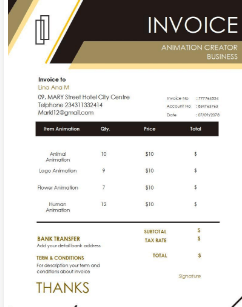 Animator Creator Invoice Template