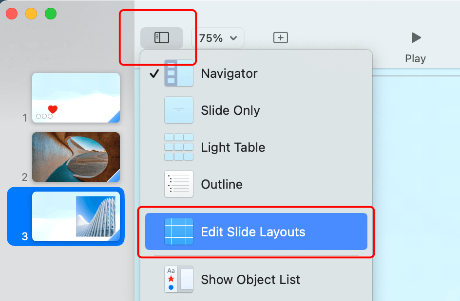 edit slide layouts in keynote