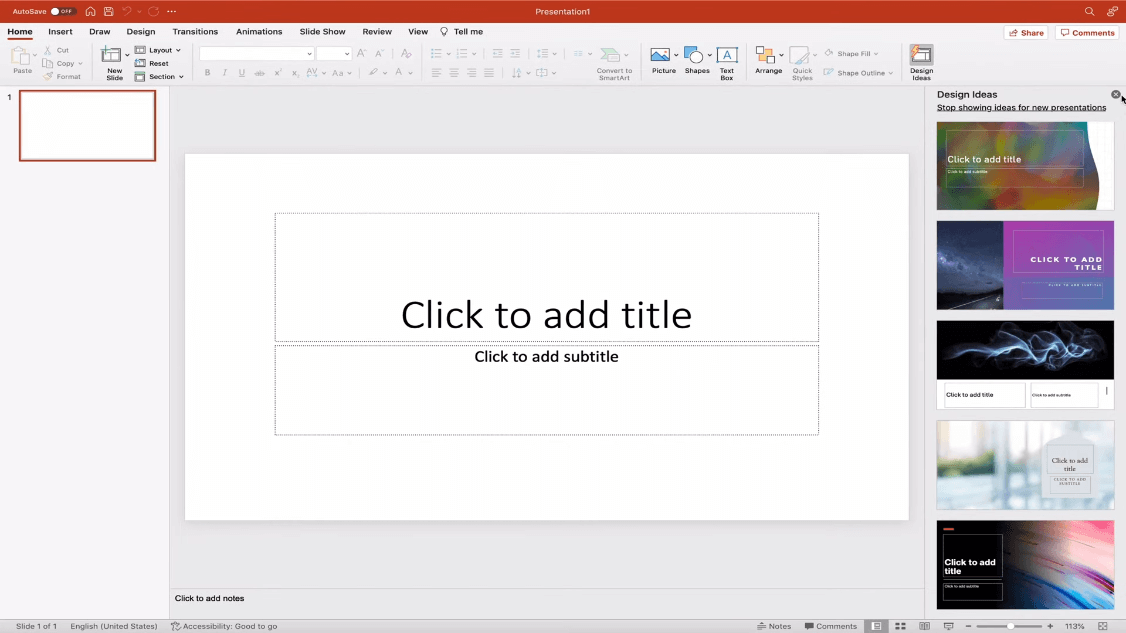 PowerPoint on Mac interface