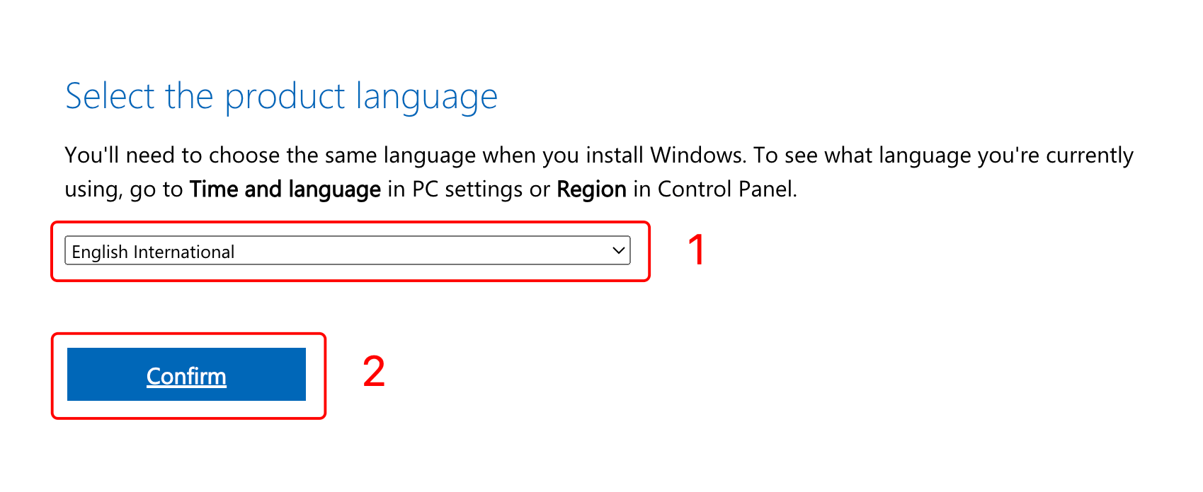  select product language windows 10