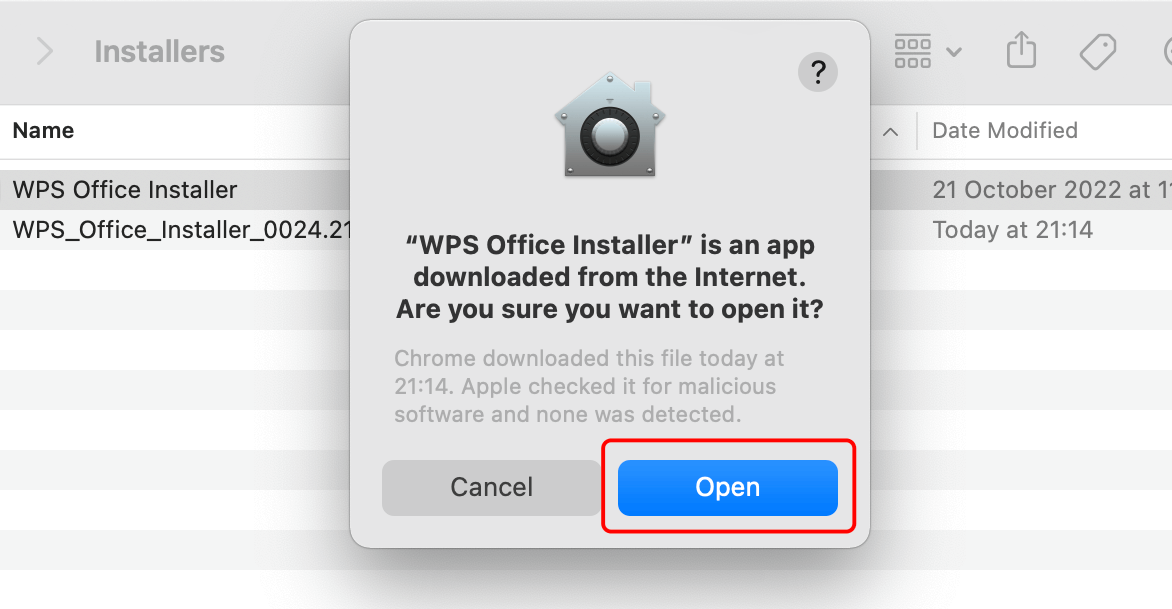 open WPS Office Installer for mac