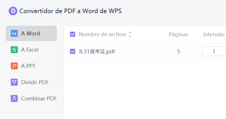 Caja WPS PDF a Word