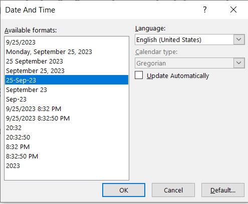 select date