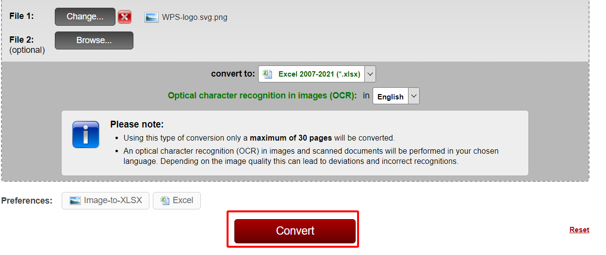Click convert