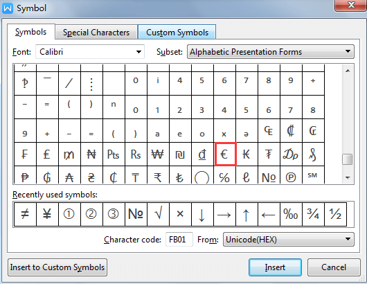 WPS Office Spreadsheet Symbols
