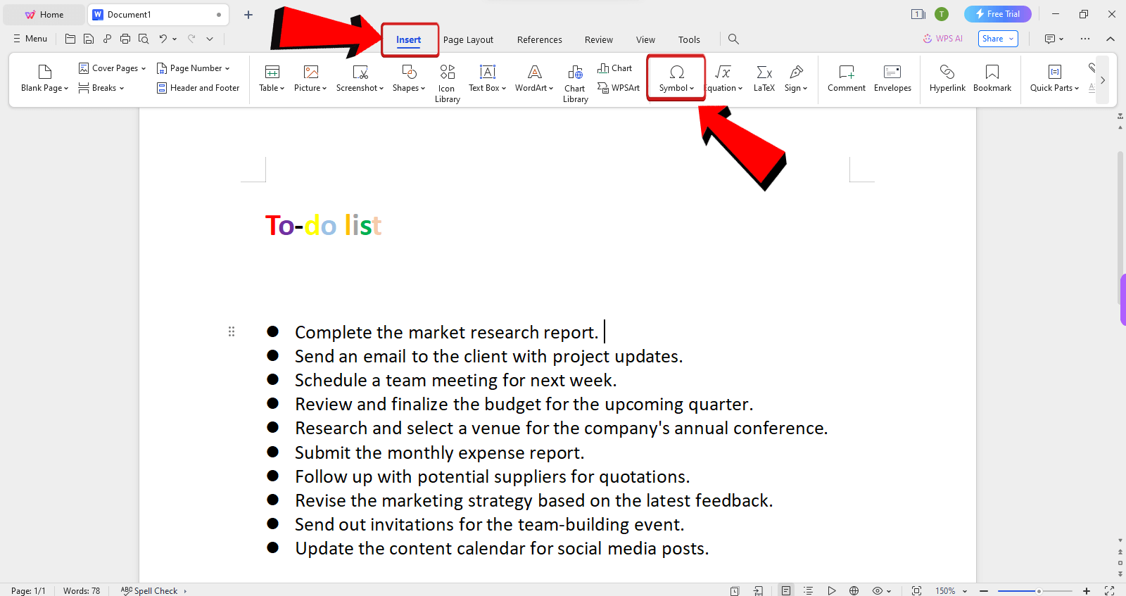 WPS Office Insert Tab