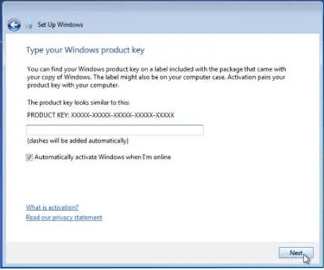 type product key