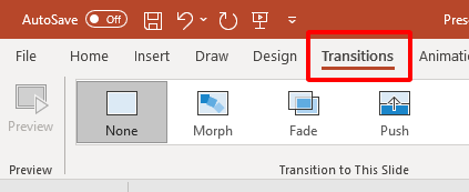 Access the Transition Menu