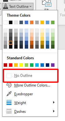 Choose 'No Outline'
