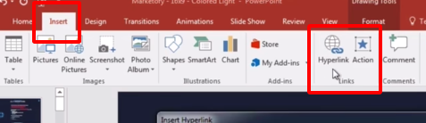 Select Link on Insert tab.
