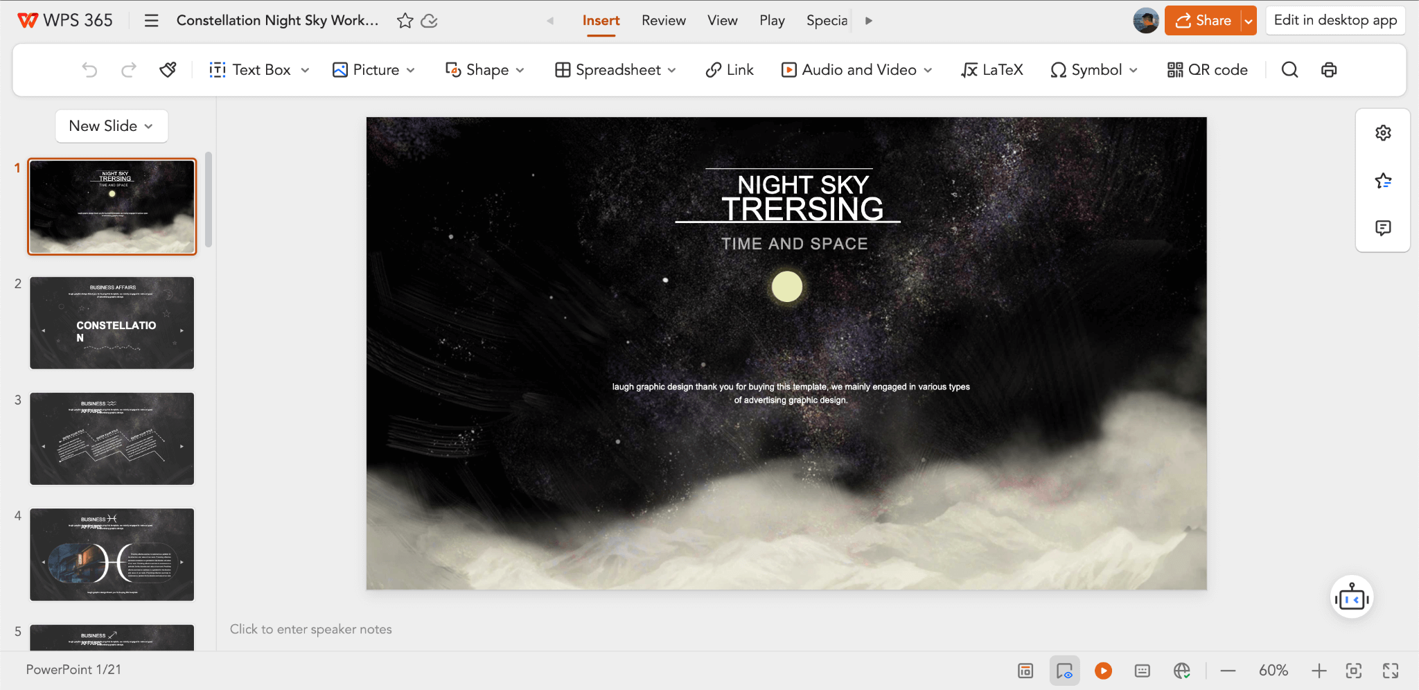 wps 365 presentation interface