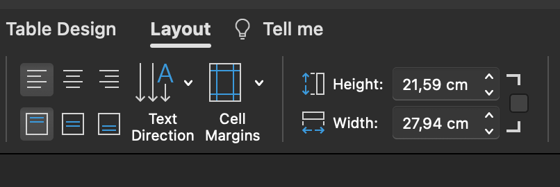 edit table layout