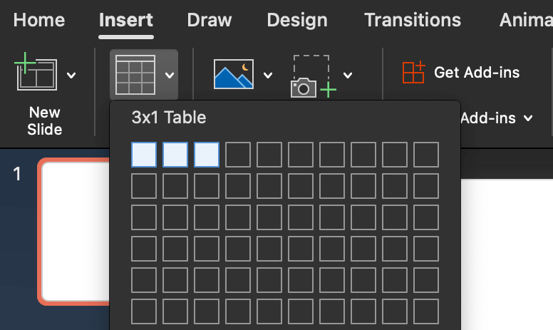 add table in PowerPoint