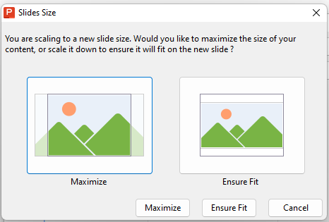 WPS Office scaling new slide size