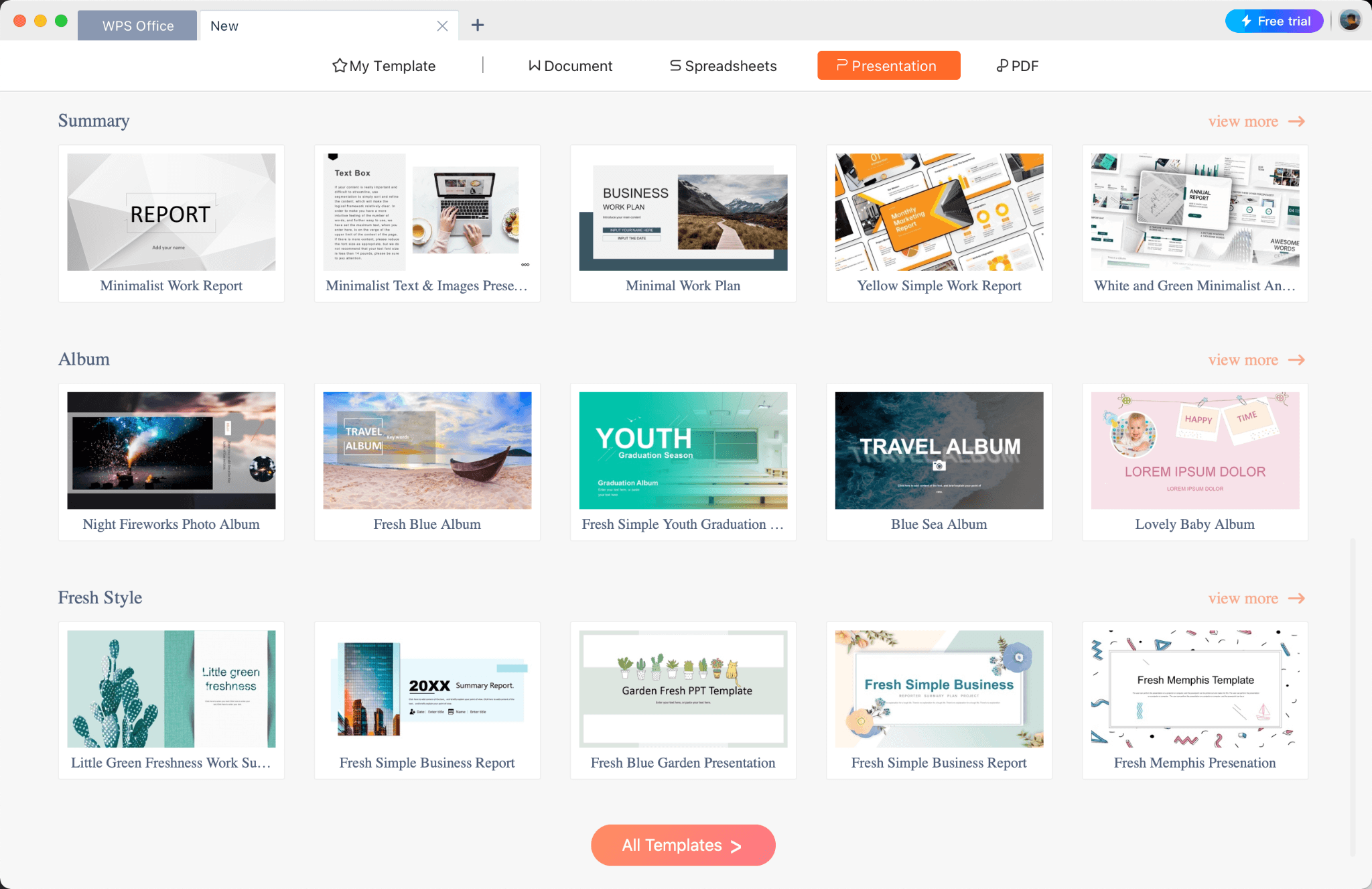 wps presentation templates