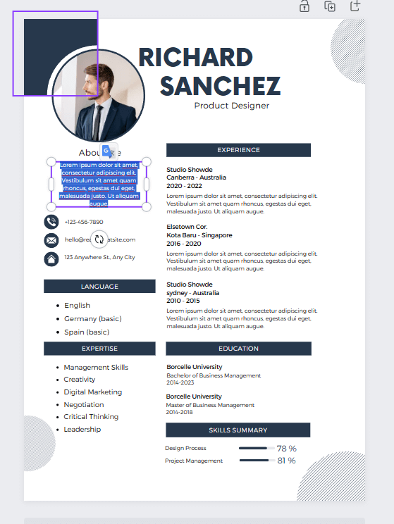  Replace the template's placeholder text