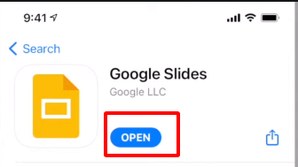 the Google Slides app ios