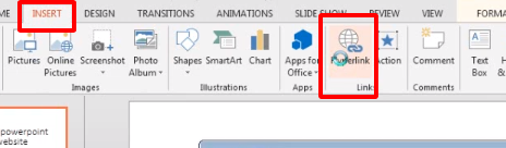 Select hyperlink on insert tab.