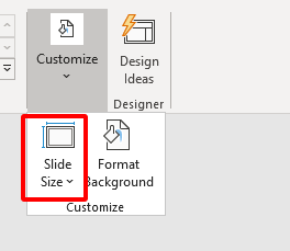 the Slide Size drop-down menu.