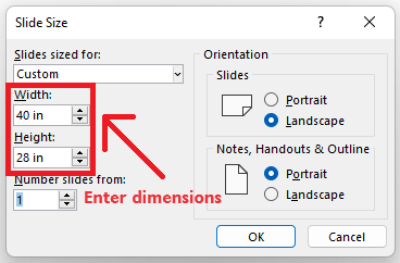PowerPoint Slide size window