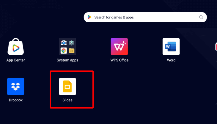 the Google Slides app
