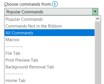  select all commands