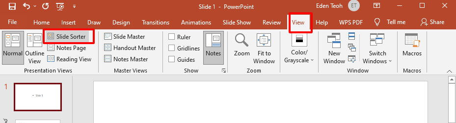 Slide Sorter View button