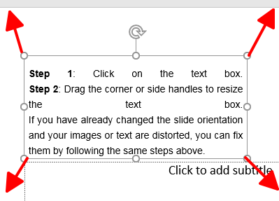 Drag the corner the text box.