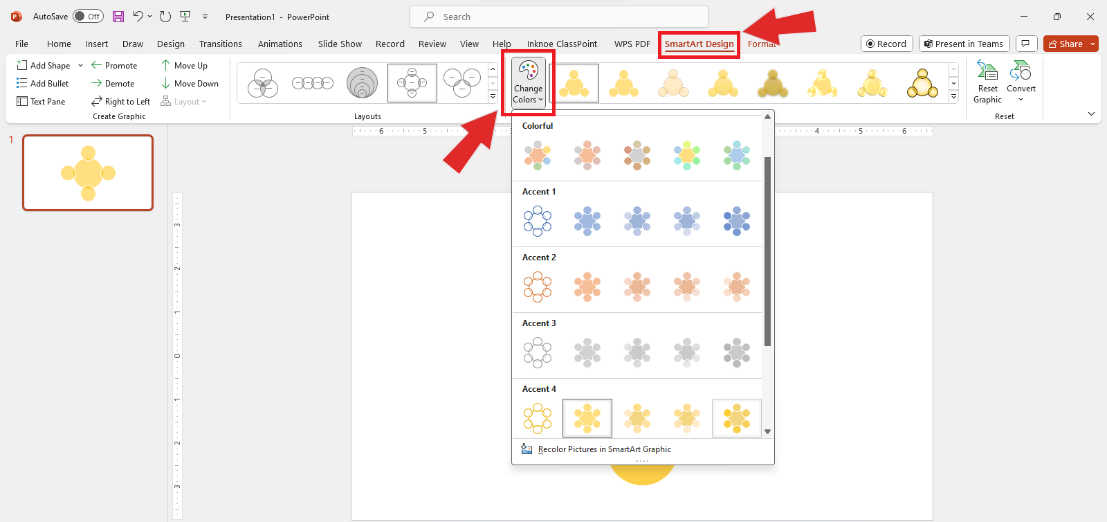  PowerPoint change color of SmartArt