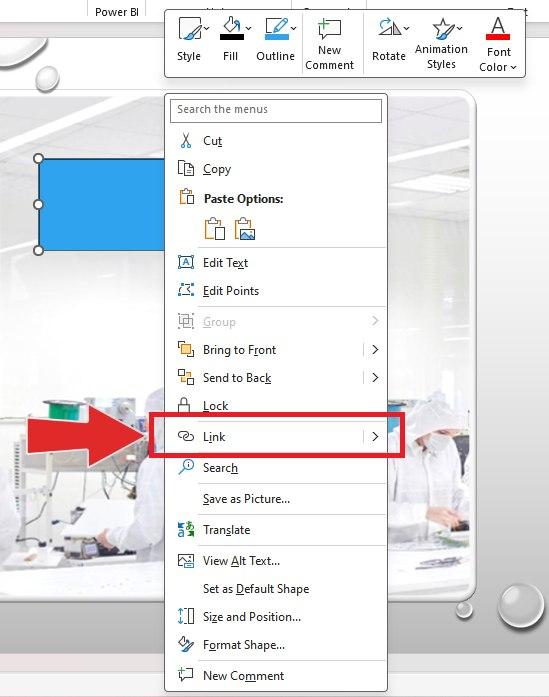 PowerPoint context menu