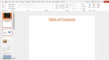 PowerPoint drag slides to create table of content