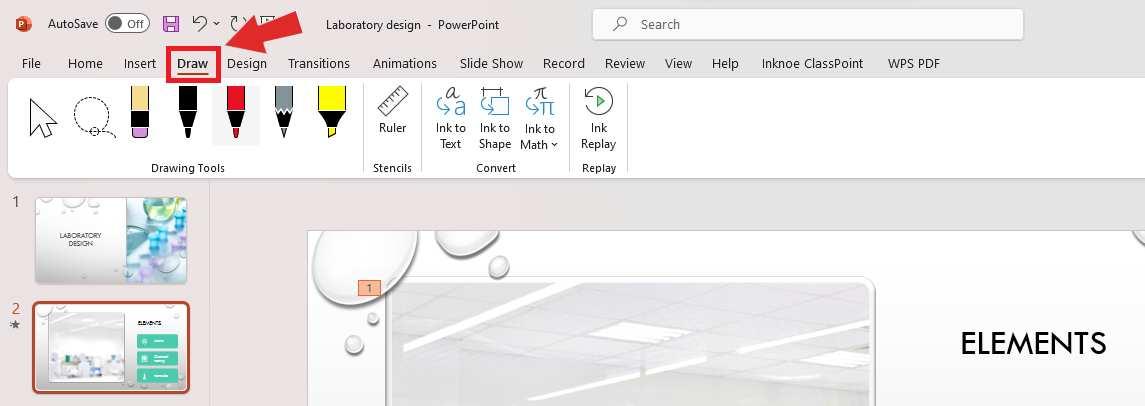 PowerPoint Insert Draw Tab