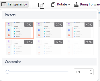 Adjust Transparency Levels