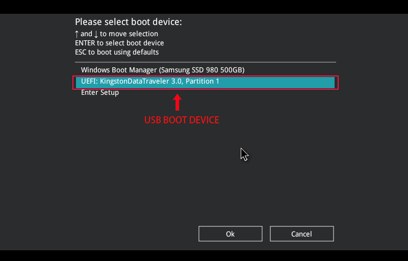bootable USB drive.
