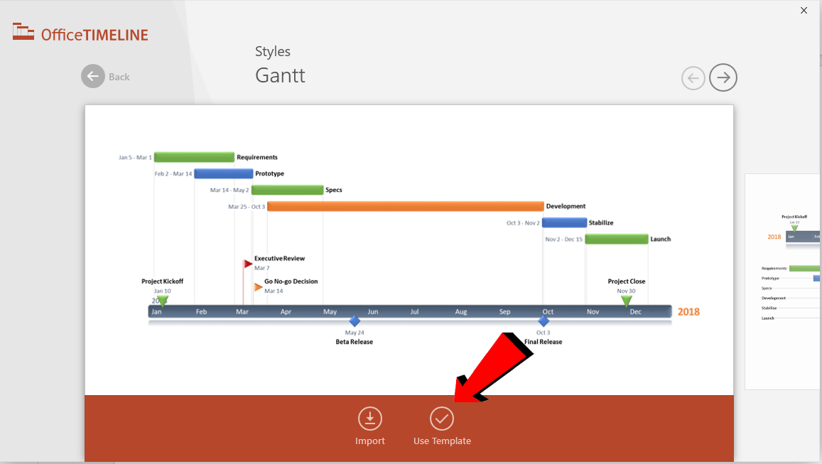 PowerPoint Office Timeline Pro use template