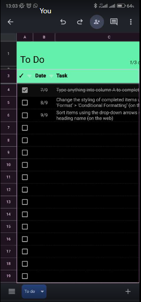 ”Google Sheet to-Do list”