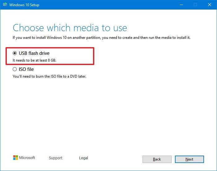 the Windows Media Creation Tool.