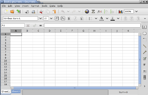 ”Gnumeric spreadsheet interface”