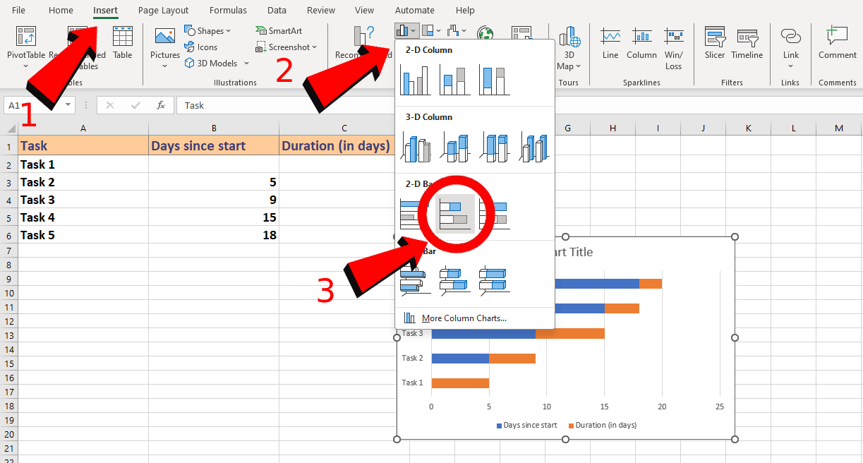 Excel stacked bar