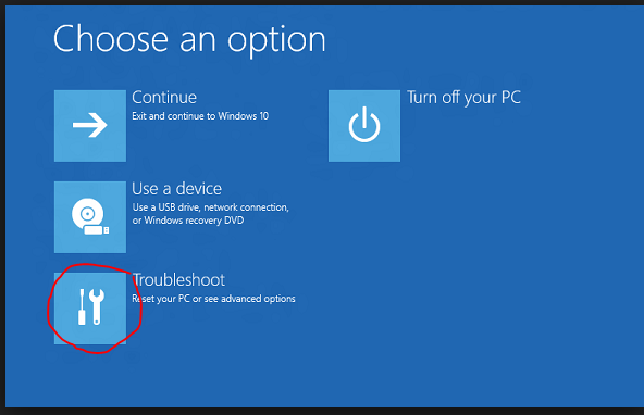 select Troubleshoot.