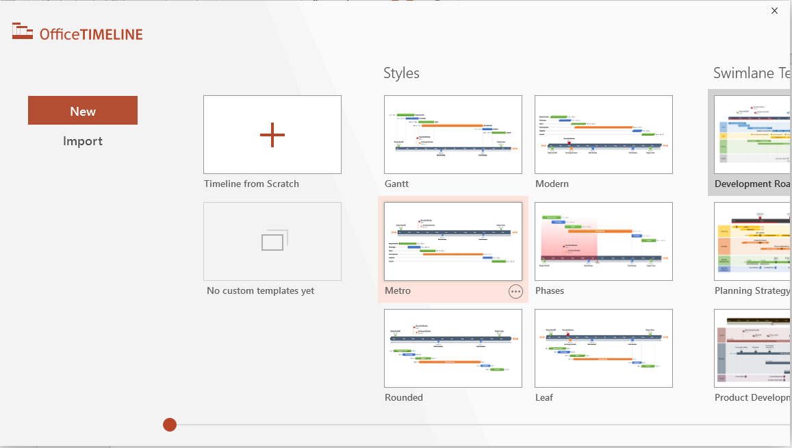 PowerPoint Office Timeline Pro select template