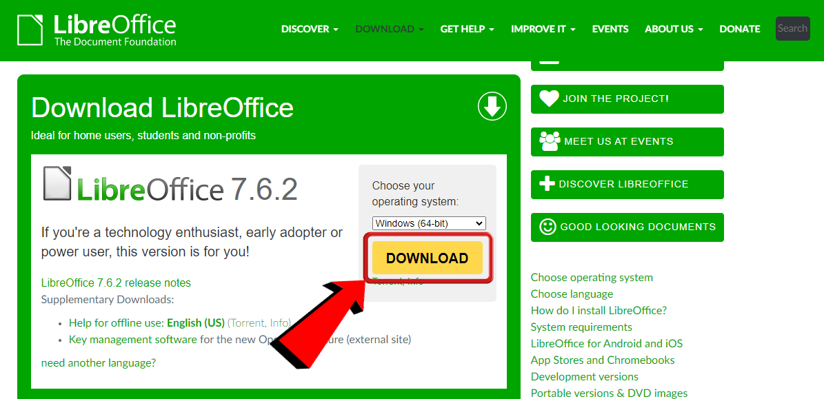  LibreOffice select operating system