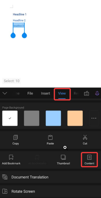 View Tab and content option