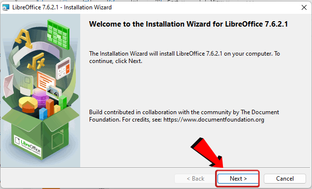 LibreOffice installation wizard