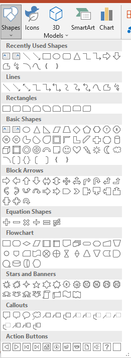 Shapes options