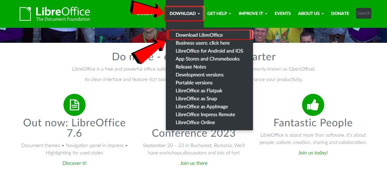 LibreOffice main menu