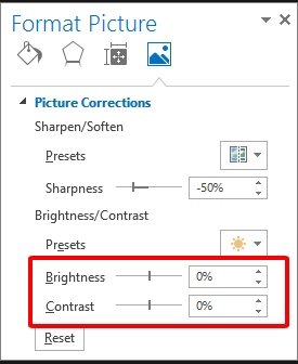 the brightness and contrast options