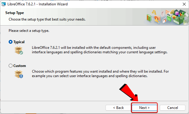LibreOffice setup type