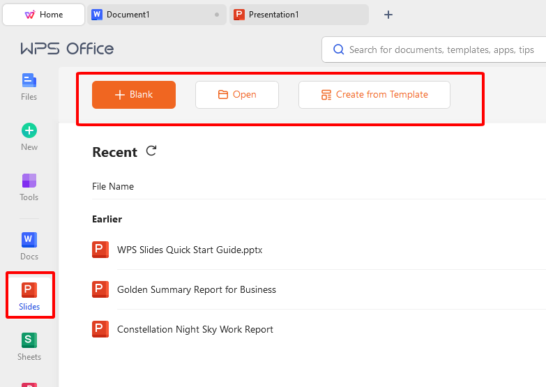 Open WPS Presentation